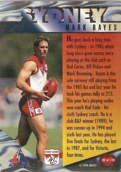 1996 Select AFL Centenary Series #99 Mark Bayes Back